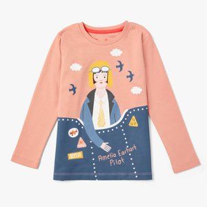 Amelia Earhart Pink Long Sleeve Trailblazer Tee - Size 3T